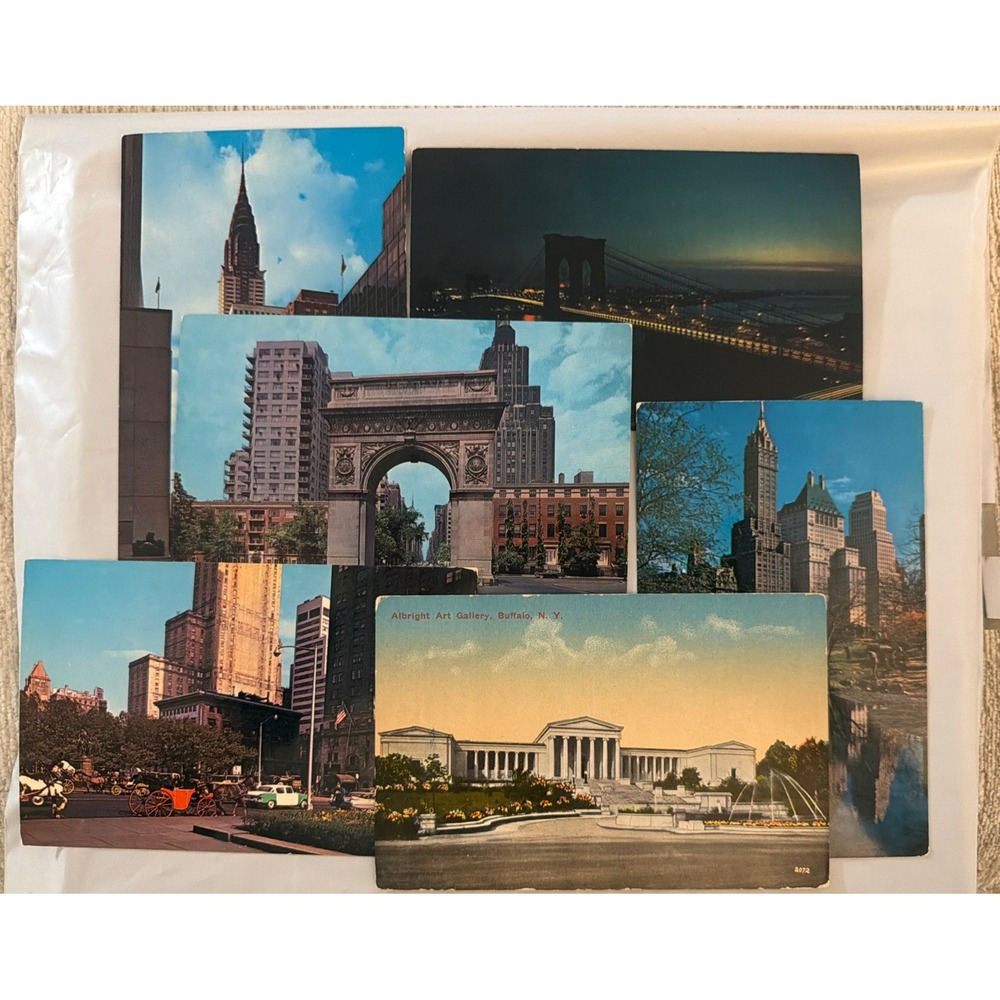 6 Postcard New York City 1960s Images 3.5"X5.5" Central Park Brooklyn Bridge